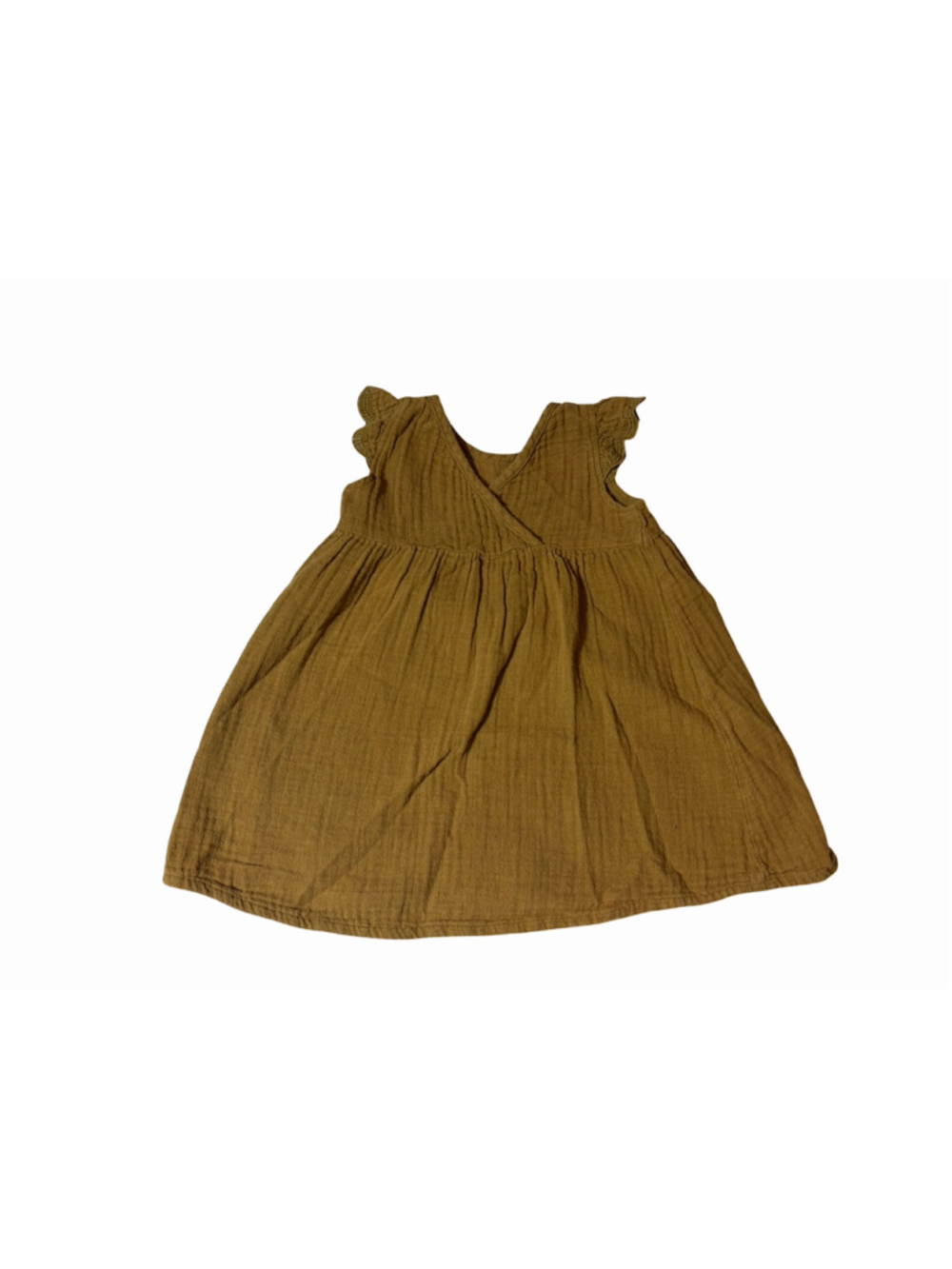 Jamie Kay Girls Size 2Y Mustard Gauze Flutter Sleeve Dress Cottagecore